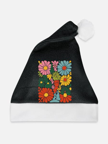 Lebendige blumige Explosion - Weihnachtsmütze - Schwarz/Weiß