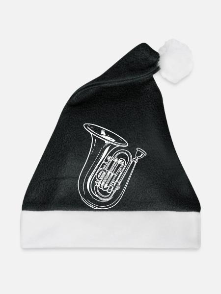 Tuba Zeichnung - Weihnachtsmütze - Schwarz/Weiß