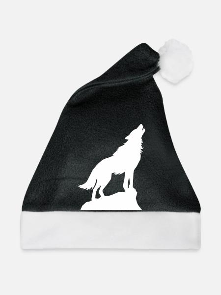 Wolf Tier Symbol - Weihnachtsmütze - Schwarz/Weiß