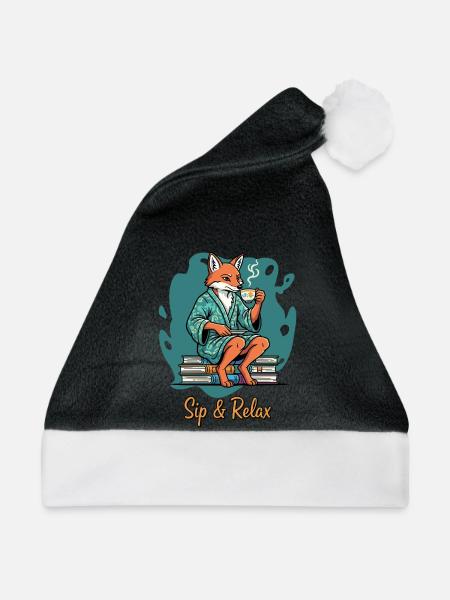 Fuchs Tee & Bücher Lounge - Weihnachtsmütze - Schwarz/Weiß