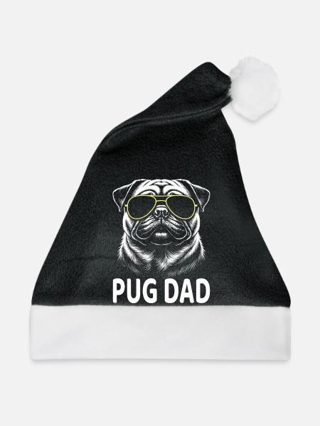 Mops Dad - Weihnachtsmütze - Schwarz/Weiß
