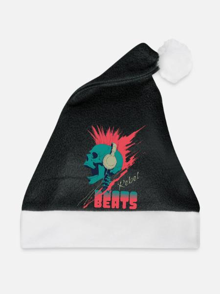Rebel Beats - Punk Skull Mohawk - Weihnachtsmütze - Schwarz/Weiß - Vorne