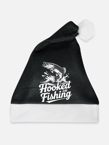 Hooked on Fishing Grafik - Weihnachtsmütze - Schwarz/Weiß - Vorne