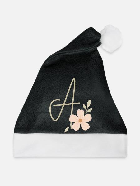 Monogramm Eine Blüte - Weihnachtsmütze - Schwarz/Weiß
