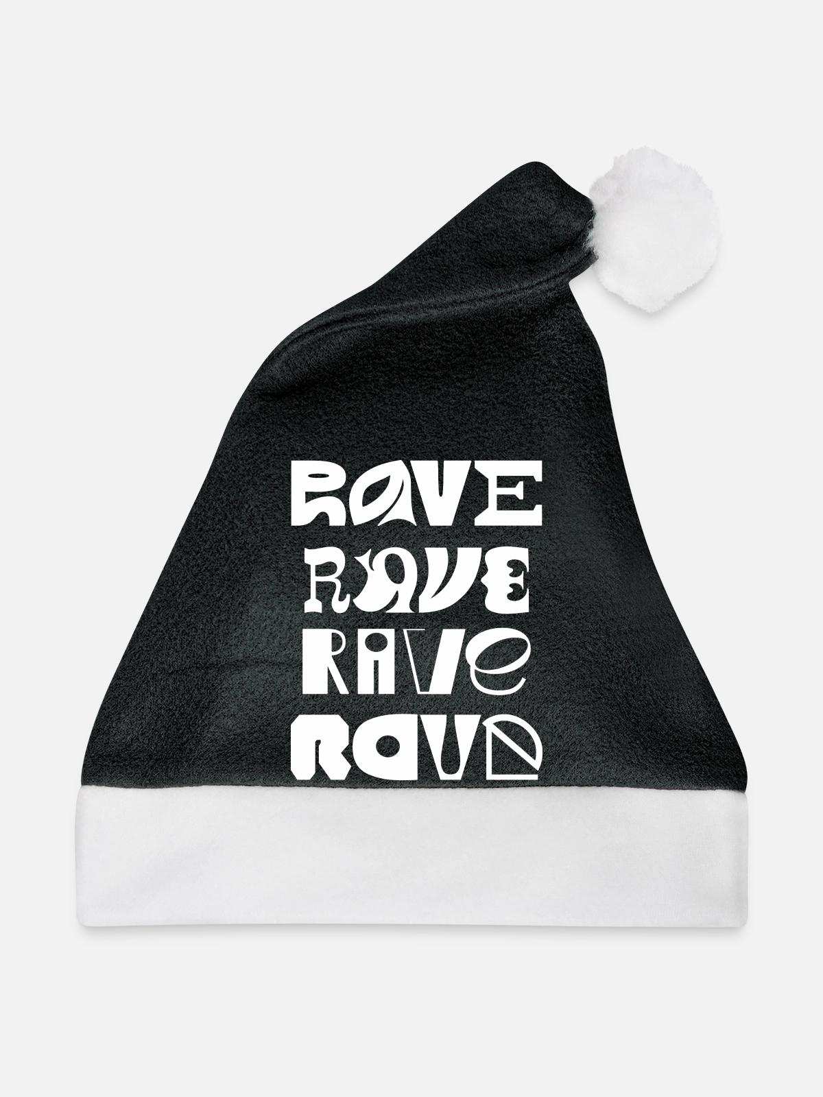 Rave-Typografie - Weihnachtsmütze - Schwarz/Weiß - Vorne