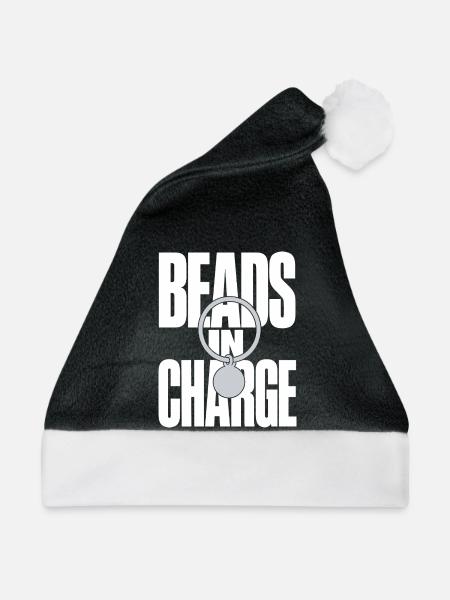 Beads on Charge – Perlen Schlüsselring - Weihnachtsmütze - Schwarz/Weiß - Vorne