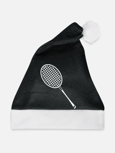 Minimalistische Tennisracket Linienkunst - Weihnachtsmütze - Schwarz/Weiß - Vorne