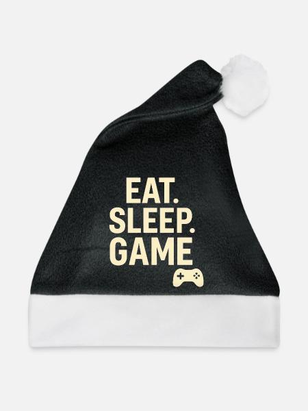 Eat Sleep Game Controller - Weihnachtsmütze - Schwarz/Weiß