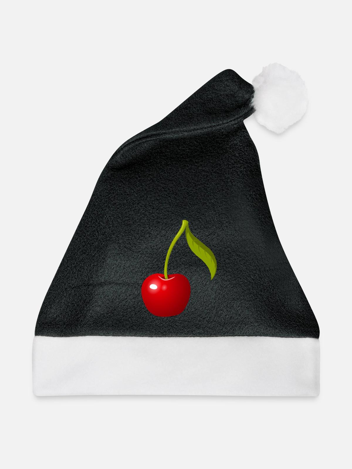 Kirsche - Weihnachtsmütze - Schwarz/Weiß - Vorne