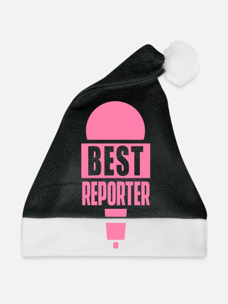 Reporter Korrespondent Journalist Medien Beruf - Weihnachtsmütze - Schwarz/Weiß - Vorne