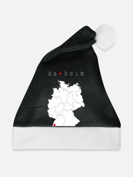 DA HEIM Shirt Männer - Weihnachtsmütze - Schwarz/Weiß - Vorne