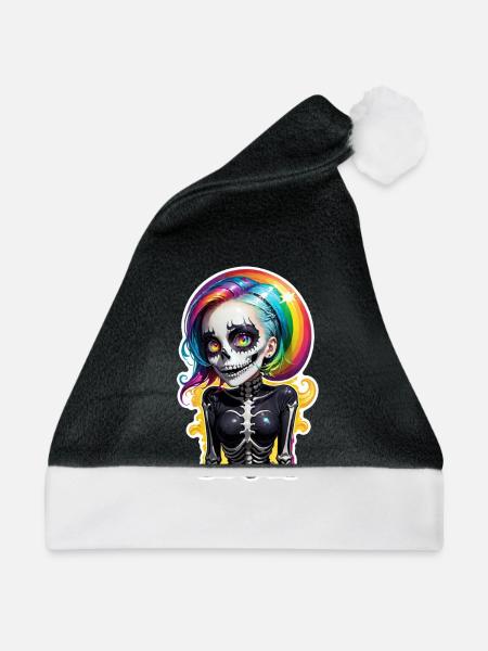Halloween - Rock & Regenbogen - Weihnachtsmütze - Schwarz/Weiß