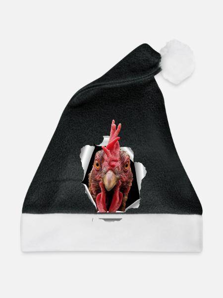 Huhn zerreißt Papier - Weihnachtsmütze - Schwarz/Weiß