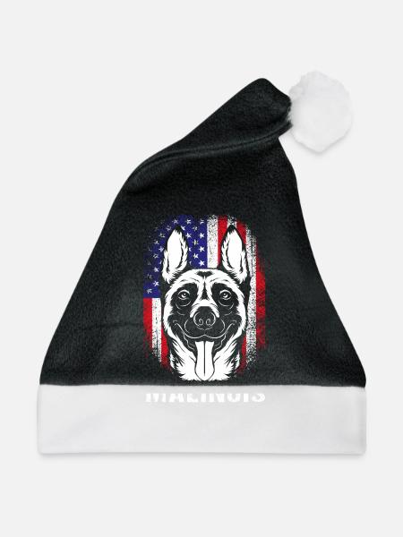 Belgischer Malinois - Weihnachtsmütze - Schwarz/Weiß - Vorne