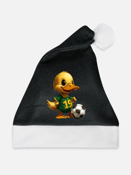 Fussball Entchen - Weihnachtsmütze - Schwarz/Weiß - Vorne