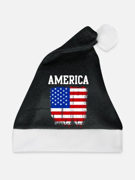 Grafik der verzweifelten amerikanischen Flagge - Weihnachtsmütze - Schwarz/Weiß - Vorne