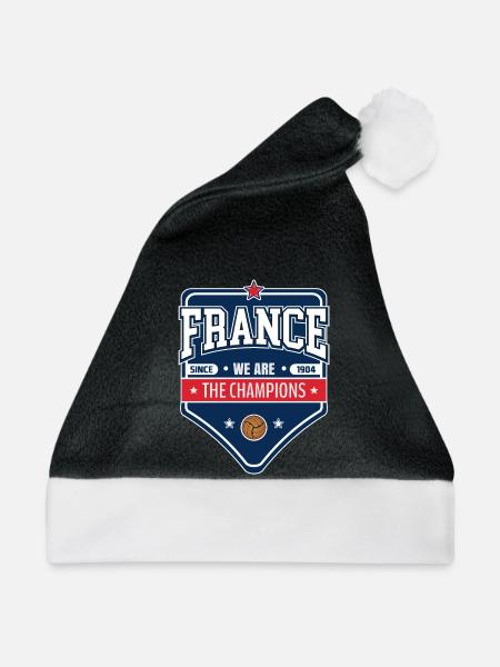 Französischer Fußballmeister | Neuer Emblem-Stil - Weihnachtsmütze - Schwarz/Weiß - Vorne