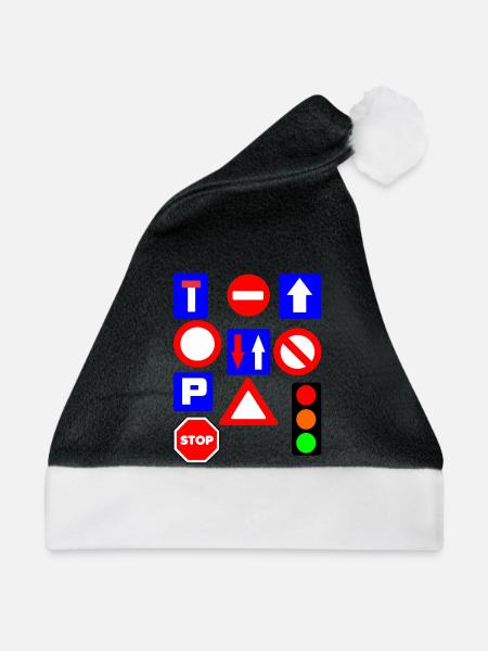 Verkehrsschilder - Weihnachtsmütze - Schwarz/Weiß