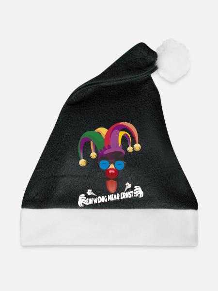 Bunter Jester mit Gläsern - Weihnachtsmütze - Schwarz/Weiß - Vorne
