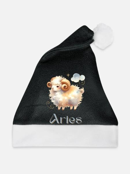 Elegantes Aries Sternzeichen Aquarell Geschenk - Weihnachtsmütze - Schwarz/Weiß