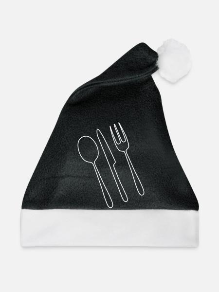 Besteck Gabel Löffel - Weihnachtsmütze - Schwarz/Weiß - Vorne