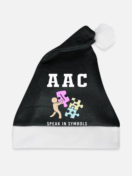 AAC Kommunikation Gebärdensprache SLP - Weihnachtsmütze - Schwarz/Weiß - Vorne