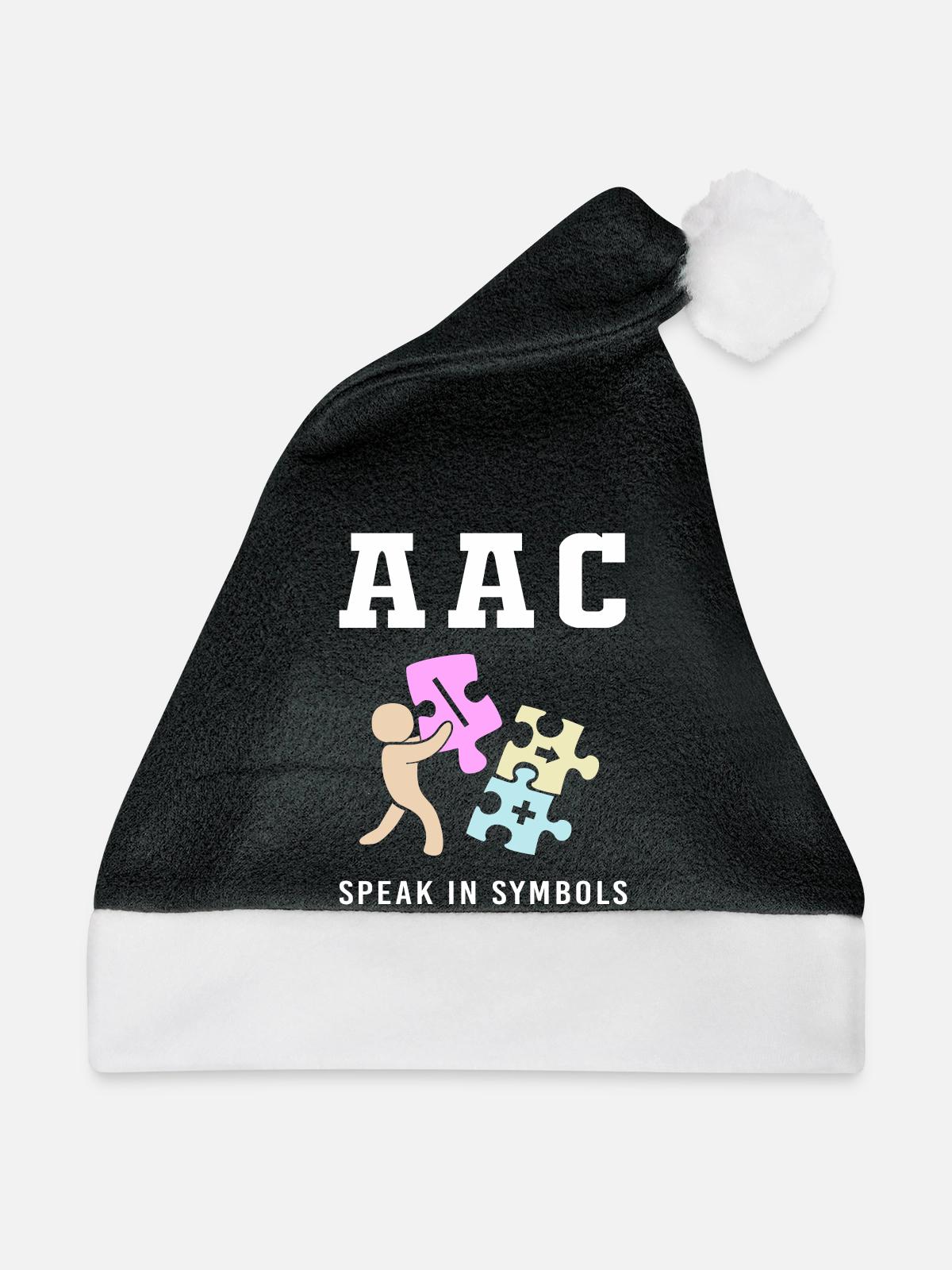 AAC Kommunikation Gebärdensprache SLP - Weihnachtsmütze - Schwarz/Weiß - Vorne