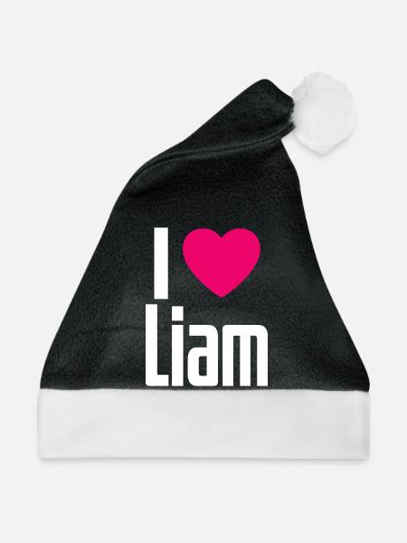I Love Liam Pinkes Herz Ich liebe Liam - Weihnachtsmütze - Schwarz/Weiß - Vorne