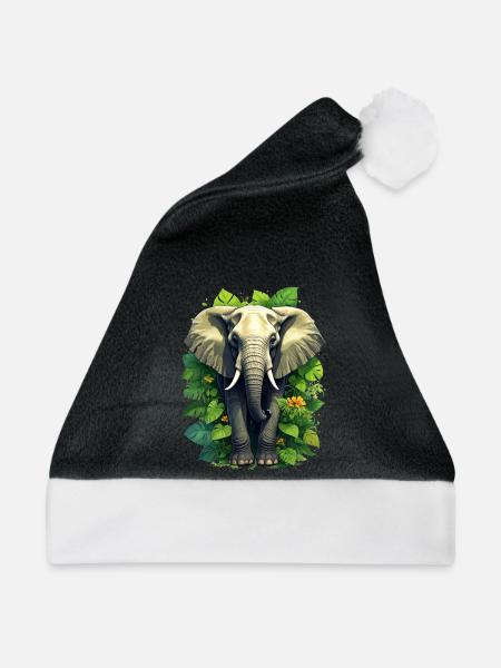 Ein Elefant im Dschungel - Weihnachtsmütze - Schwarz/Weiß