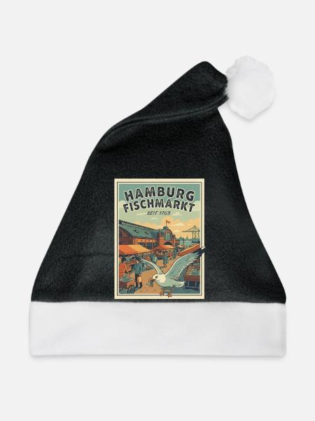 Hamburg Vintage Fischmarkt - Weihnachtsmütze - Schwarz/Weiß