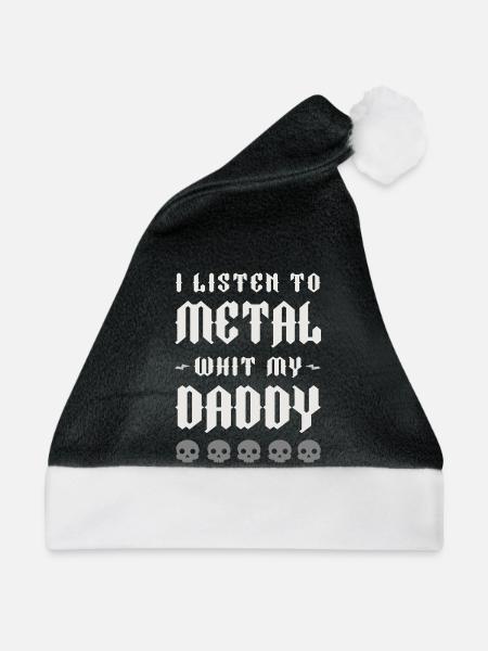 Ich höre Metal mit Daddy Baby Rockmusik Metal - Weihnachtsmütze - Schwarz/Weiß - Vorne