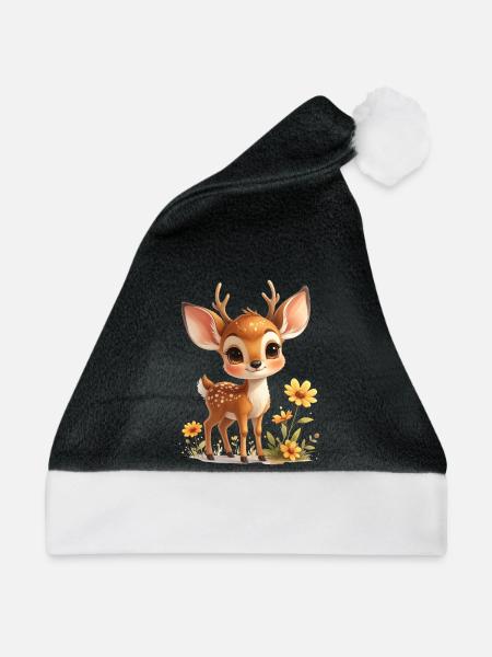 Reh - Weihnachtsmütze - Schwarz/Weiß