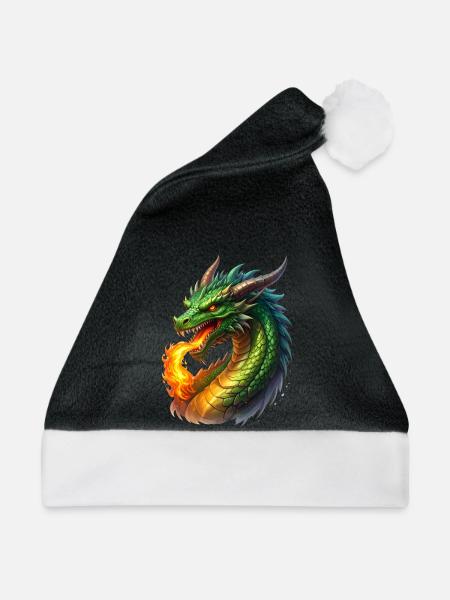 Feuer speiender Drache - Weihnachtsmütze - Schwarz/Weiß