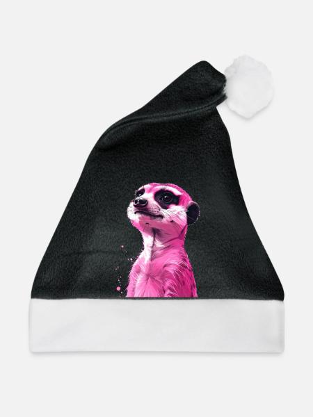 rosa Erdmännchen - Weihnachtsmütze - Schwarz/Weiß