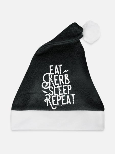 Eat Kerb Sleep Repeat - Weihnachtsmütze - Schwarz/Weiß - Vorne
