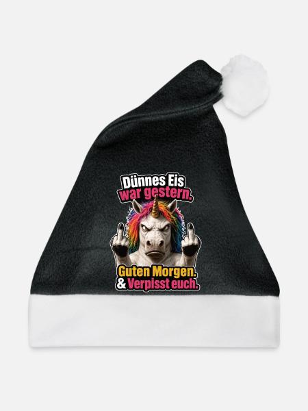 Grumpy Einhorn Eskalation - Weihnachtsmütze - Schwarz/Weiß