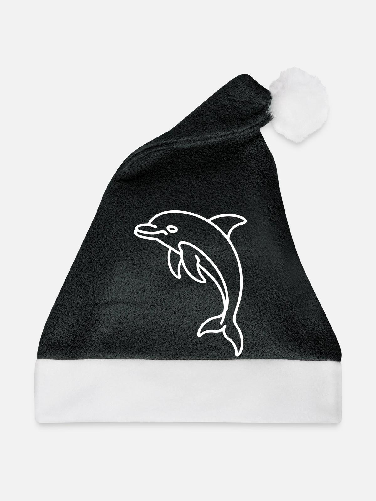Delfinlinien Neon-Design - Weihnachtsmütze - Schwarz/Weiß - Vorne