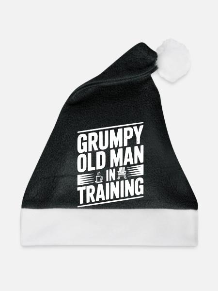Grummeliger alter Mann im Entstehen - Weihnachtsmütze - Schwarz/Weiß