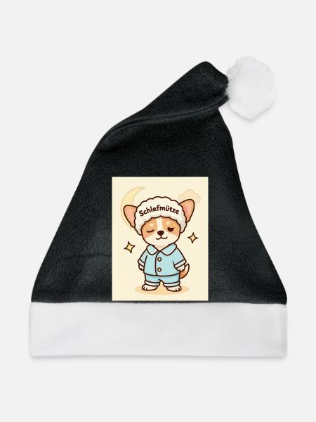 Schlafmütze Hundchen Kuschel Design süß - Weihnachtsmütze - Schwarz/Weiß