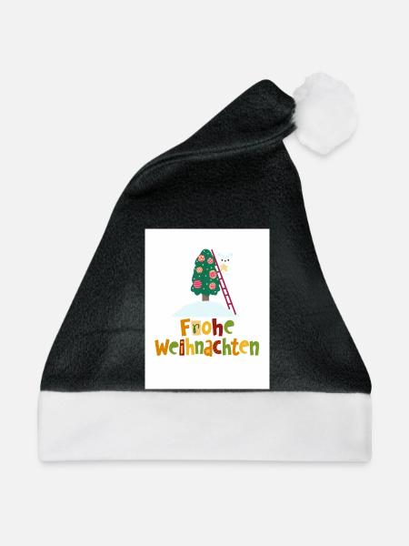 Froho wihnachten - Weihnachtsmütze - Schwarz/Weiß - Vorne