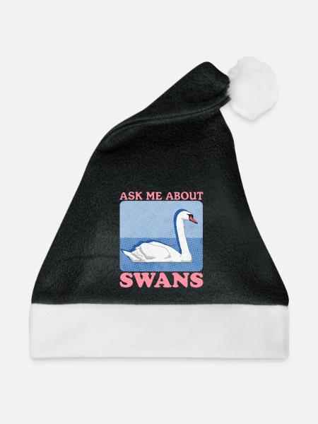 Schwan Schwäne Schwanenliebhaber Geschenk - Weihnachtsmütze - Schwarz/Weiß - Vorne