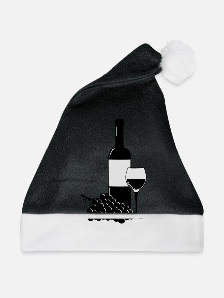 Wein - Weihnachtsmütze - Schwarz/Weiß