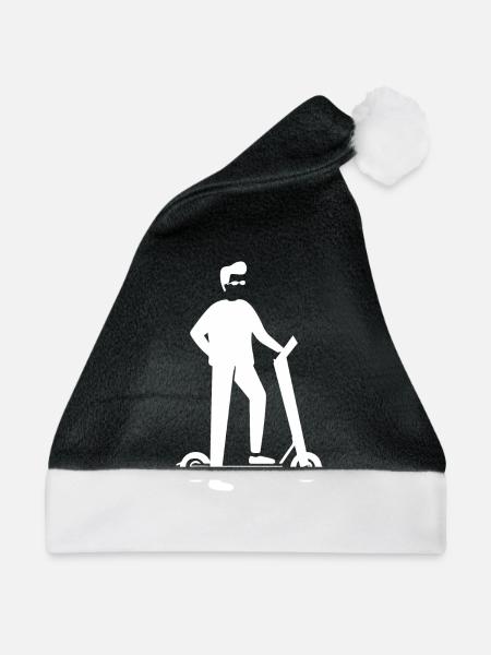 E-Scooter E-Roller Scooter - Weihnachtsmütze - Schwarz/Weiß