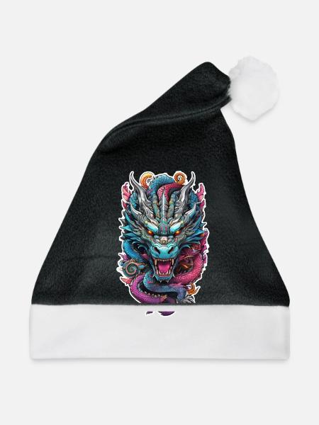 Asiatischer Drache - Japan - Chinesisch - Weihnachtsmütze - Schwarz/Weiß
