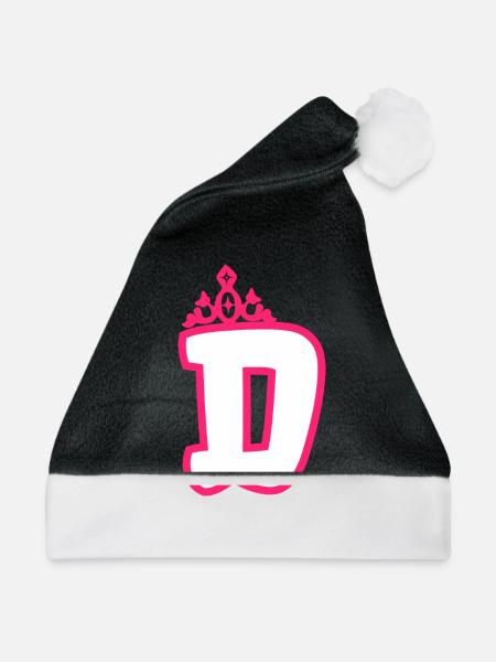 Monogrammierte Kleinkind Mädchen Krone - Weihnachtsmütze - Schwarz/Weiß - Vorne
