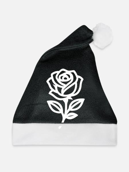 Rose Blume - Weihnachtsmütze - Schwarz/Weiß