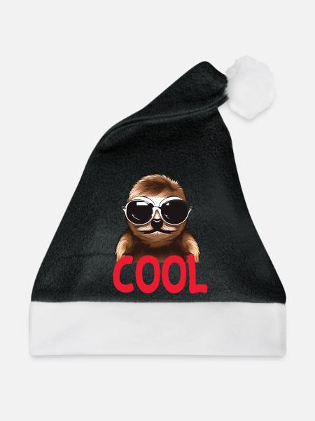 cooles Faultier - Cool sloth - Weihnachtsmütze - Schwarz/Weiß