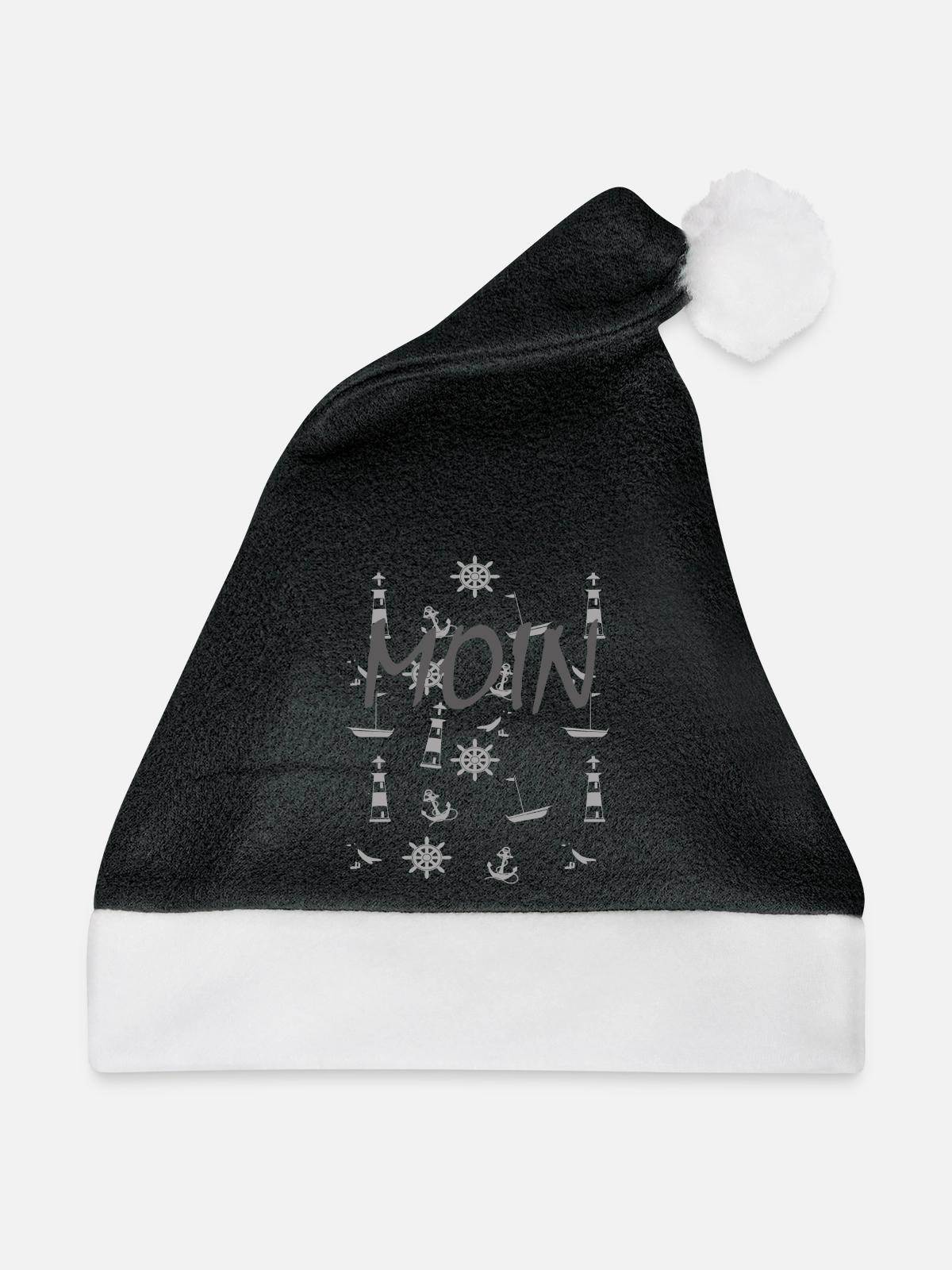 Maritime Symbole Moin - Weihnachtsmütze - Schwarz/Weiß - Vorne