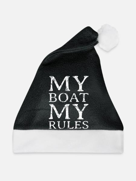 My Boat my Rules - Segelspruch für Kapitäne - Weihnachtsmütze - Schwarz/Weiß - Vorne