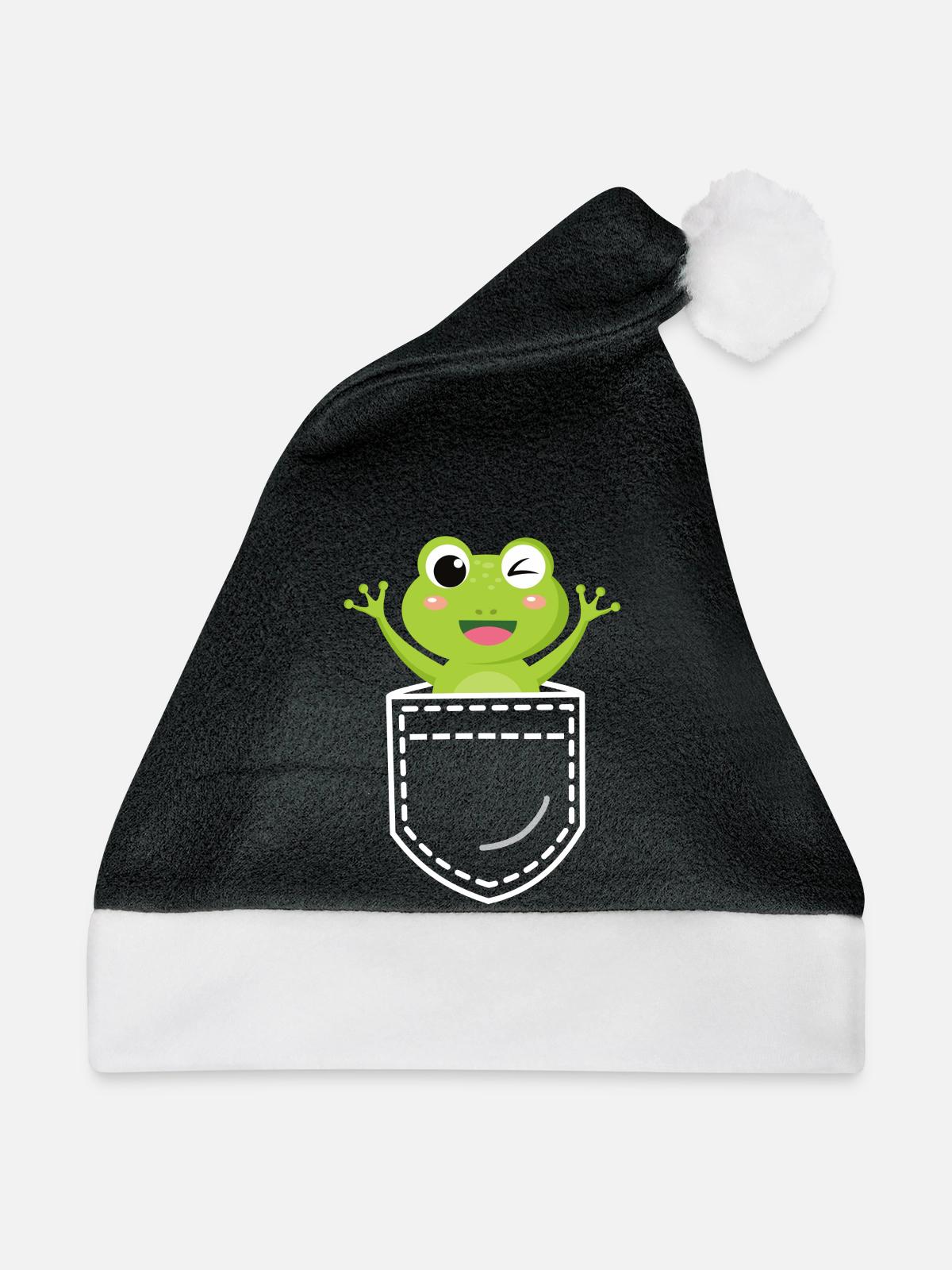 Frosch Frösche - Weihnachtsmütze - Schwarz/Weiß - Vorne